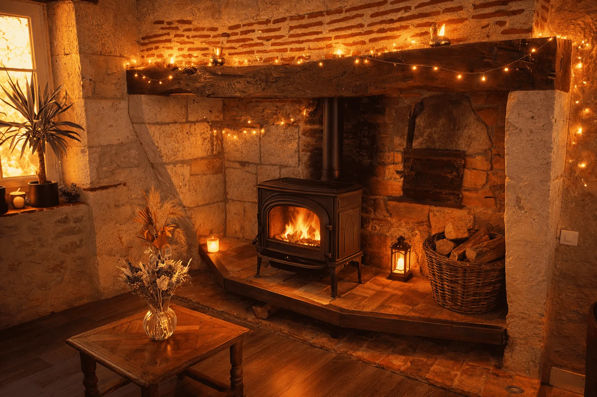 Le salon et son poêle à bois